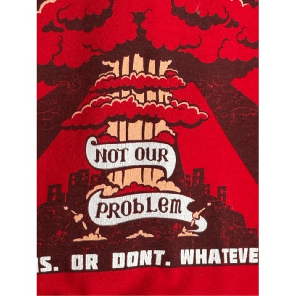 American Apparel Apathy Coalition Tee‎ XL Red Satire Graphic Meme Core USA Shirt - Picture 3 of 12